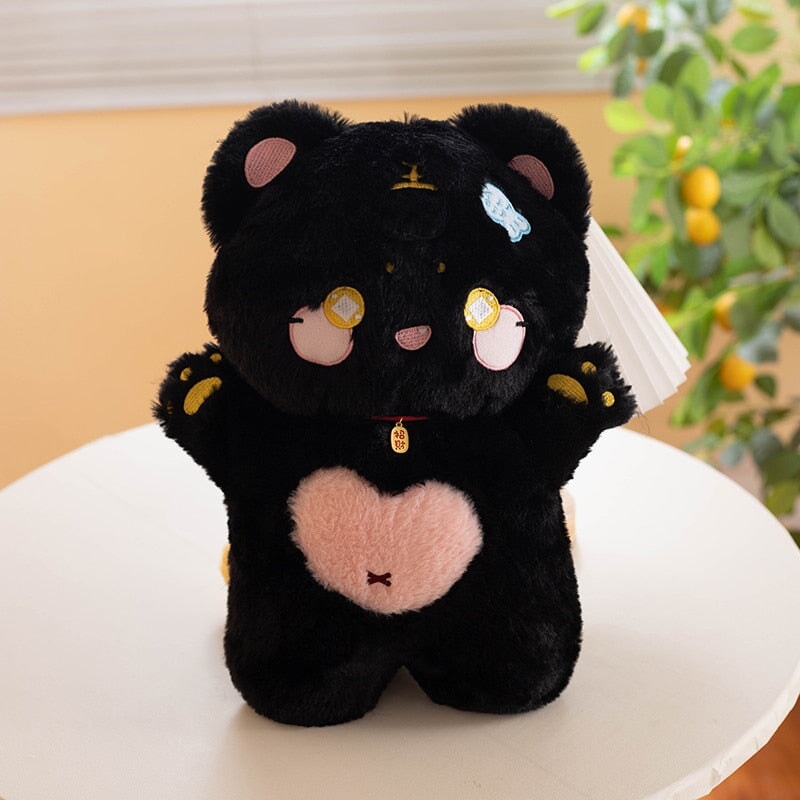 kawaiies-softtoys-plushies-kawaii-plush-. Kawaii Starry Pink White Black Fluffy Cat Plushies Soft toy 38cm Black 