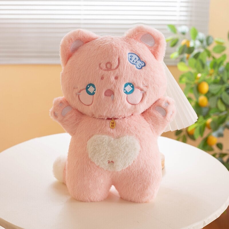 kawaiies-softtoys-plushies-kawaii-plush-. Kawaii Starry Pink White Black Fluffy Cat Plushies Soft toy 38cm Pink 
