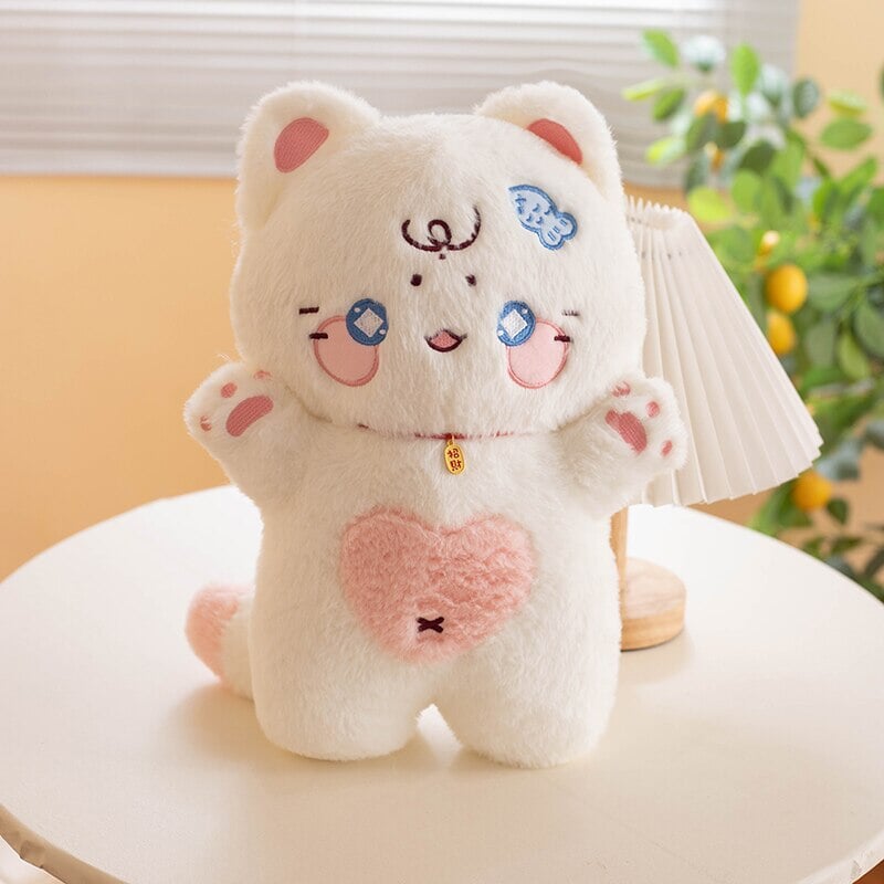 kawaiies-softtoys-plushies-kawaii-plush-. Kawaii Starry Pink White Black Fluffy Cat Plushies Soft toy 38cm White 