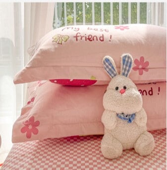 kawaiies-softtoys-plushies-kawaii-plush-Kawaii Strawberry Print 120gsm Polyester Bedding Sets | NEW Bedding Sets 