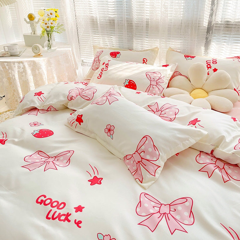 kawaiies-softtoys-plushies-kawaii-plush-Kawaii Strawberry Print 120gsm Polyester Bedding Sets | NEW Bedding Sets 