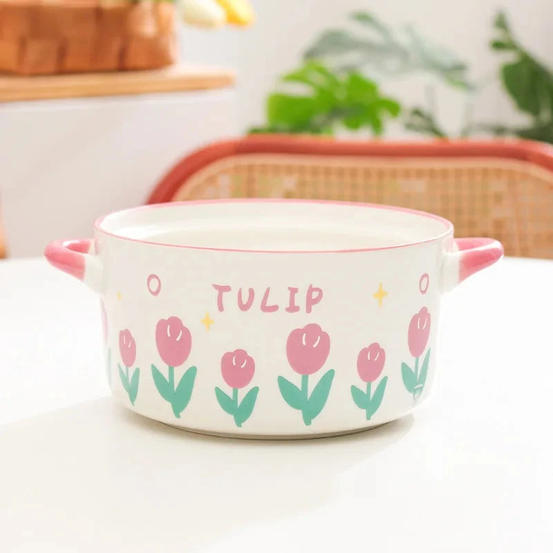 kawaiies-softtoys-plushies-kawaii-plush-Kawaii Tulip Jumbo Ceramic Ramen Bowl with Lid (800ML) Home Decor 