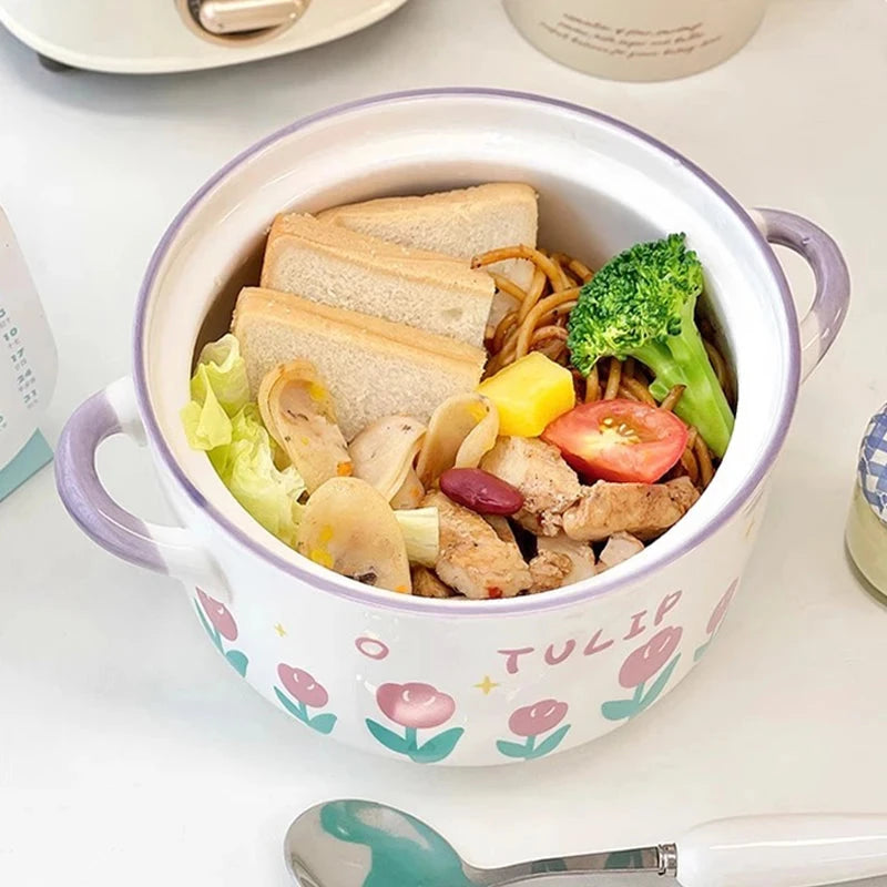 kawaiies-softtoys-plushies-kawaii-plush-Kawaii Tulip Jumbo Ceramic Ramen Bowl with Lid (800ML) Home Decor 