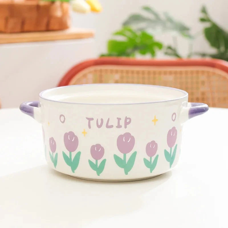 kawaiies-softtoys-plushies-kawaii-plush-Kawaii Tulip Jumbo Ceramic Ramen Bowl with Lid (800ML) Home Decor 