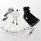 kawaiies-softtoys-plushies-kawaii-plush-Kawaii White Black Hooded Cat Ears Oversized Ponchos Coats Apparel 