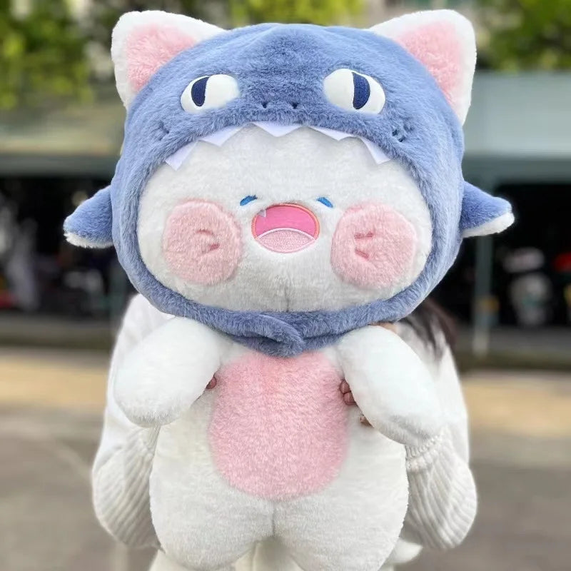 kawaiies-softtoys-plushies-kawaii-plush-Kawaii White Cat Shark Hat Plushie Soft toy 12in / 30cm 