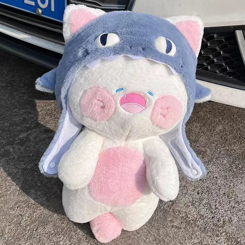 kawaiies-softtoys-plushies-kawaii-plush-Kawaii White Cat Shark Hat Plushie Soft toy 