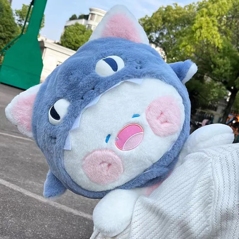 kawaiies-softtoys-plushies-kawaii-plush-Kawaii White Cat Shark Hat Plushie Soft toy 