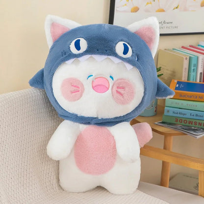 kawaiies-softtoys-plushies-kawaii-plush-Kawaii White Cat Shark Hat Plushie Soft toy 