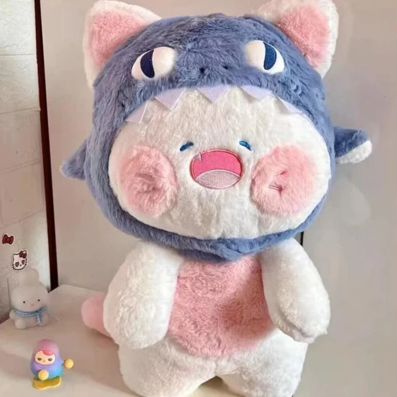 kawaiies-softtoys-plushies-kawaii-plush-Kawaii White Cat Shark Hat Plushie Soft toy 
