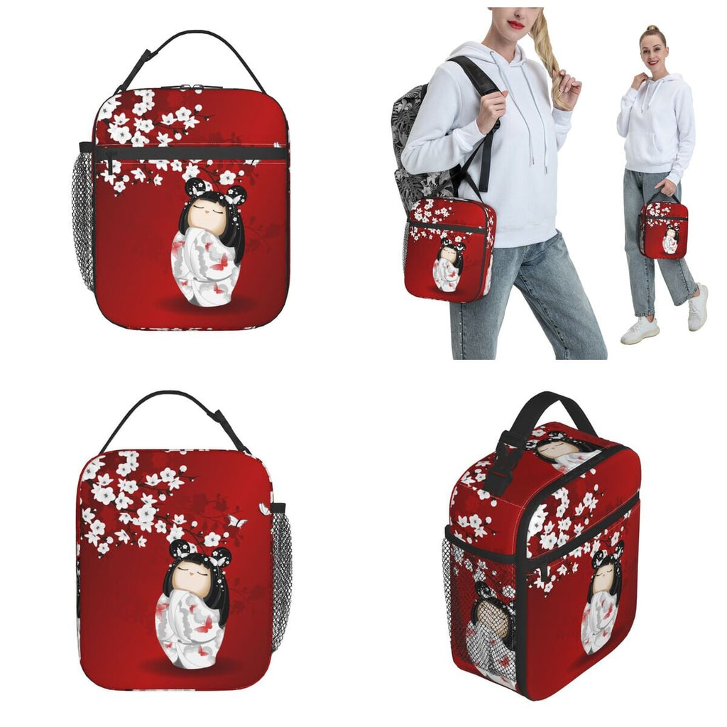 kawaiies-softtoys-plushies-kawaii-plush-Kokeshi Doll Sakura Blossoms Lunch Bag Bag 