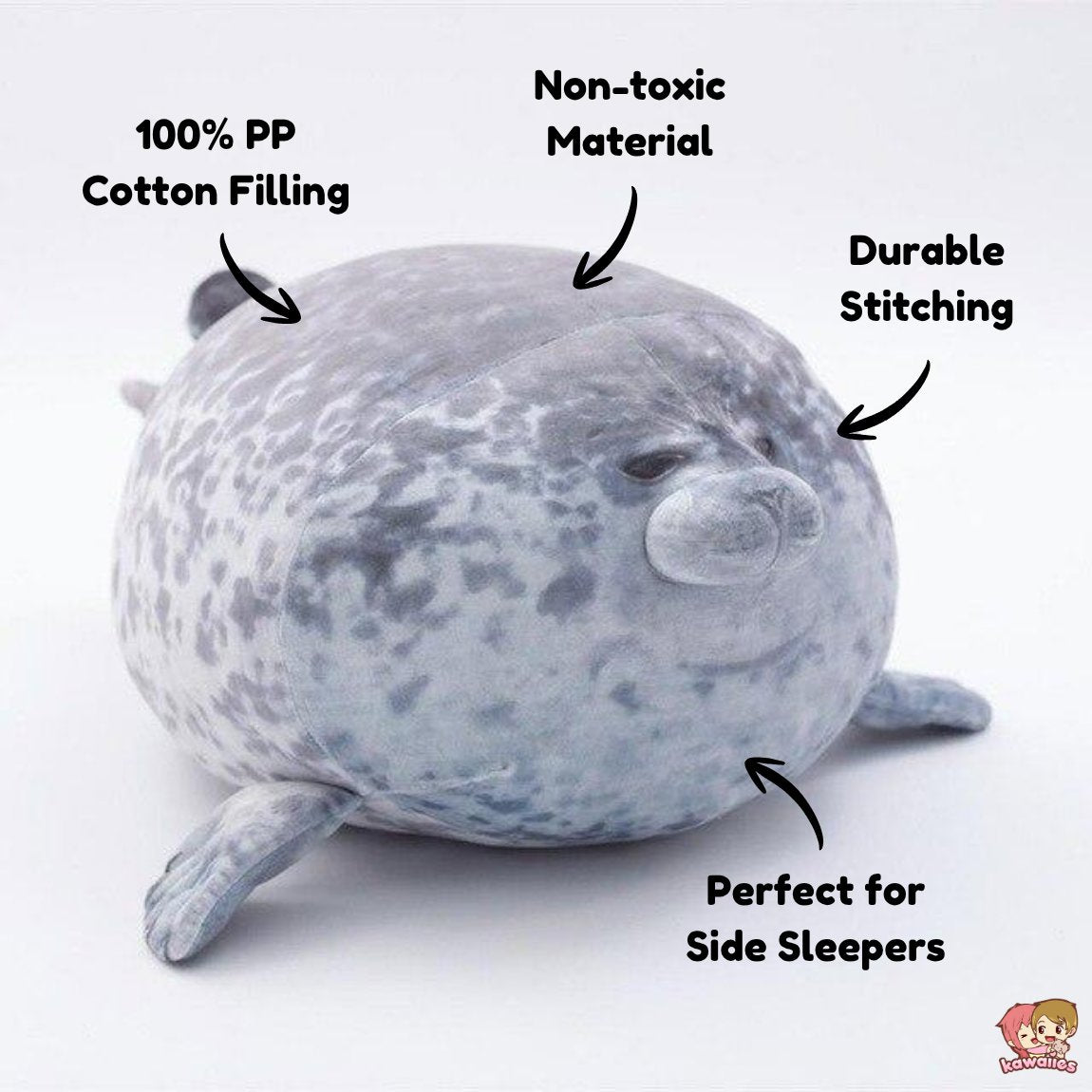 kawaiies-softtoys-plushies-kawaii-plush-Lazy Chubby Seal Soft toy 