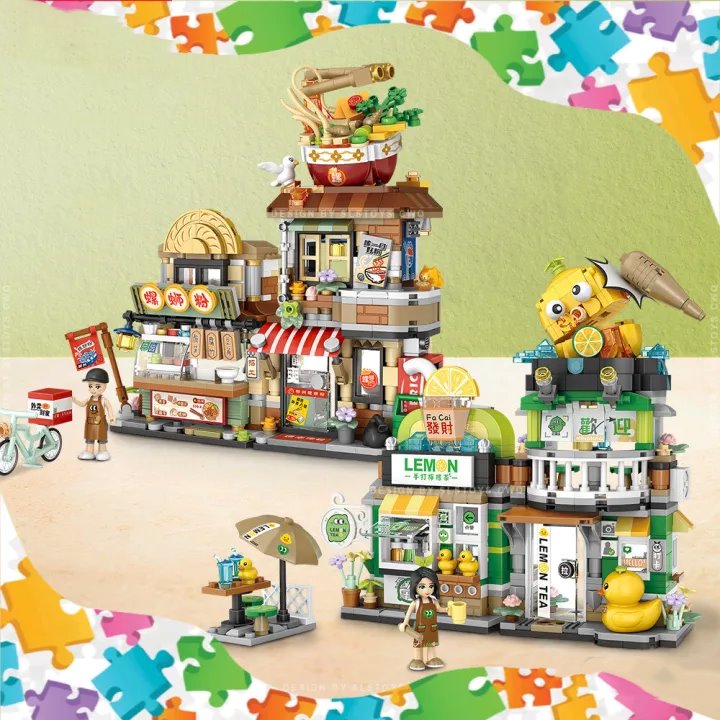 kawaiies-softtoys-plushies-kawaii-plush-Lemon Tea & Noodle Shop Micro Building Sets | NEW Build it 