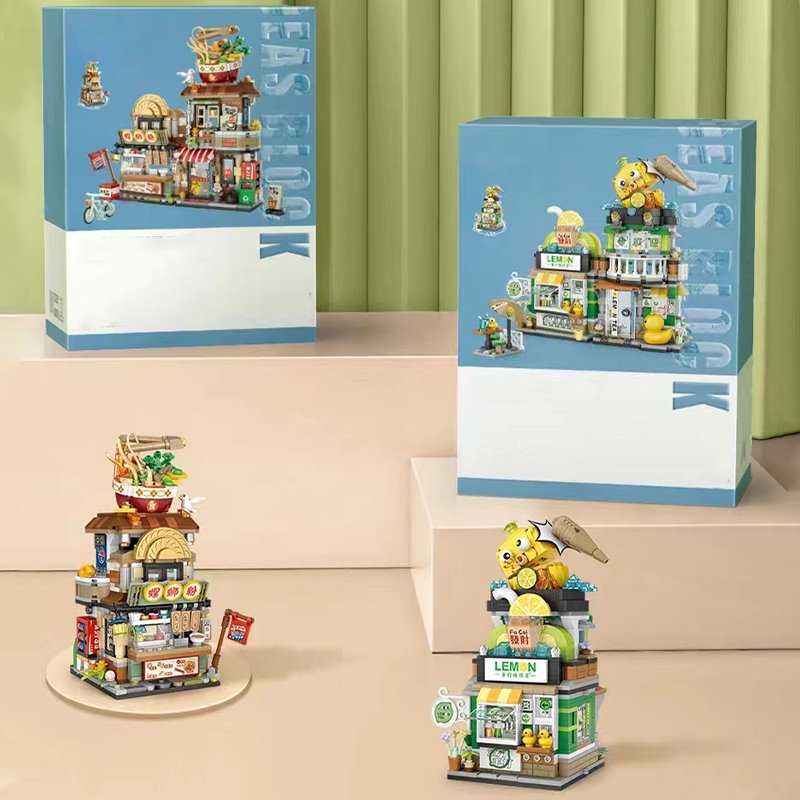 kawaiies-softtoys-plushies-kawaii-plush-Lemon Tea & Noodle Shop Micro Building Sets | NEW Build it Both sets (With Box) 
