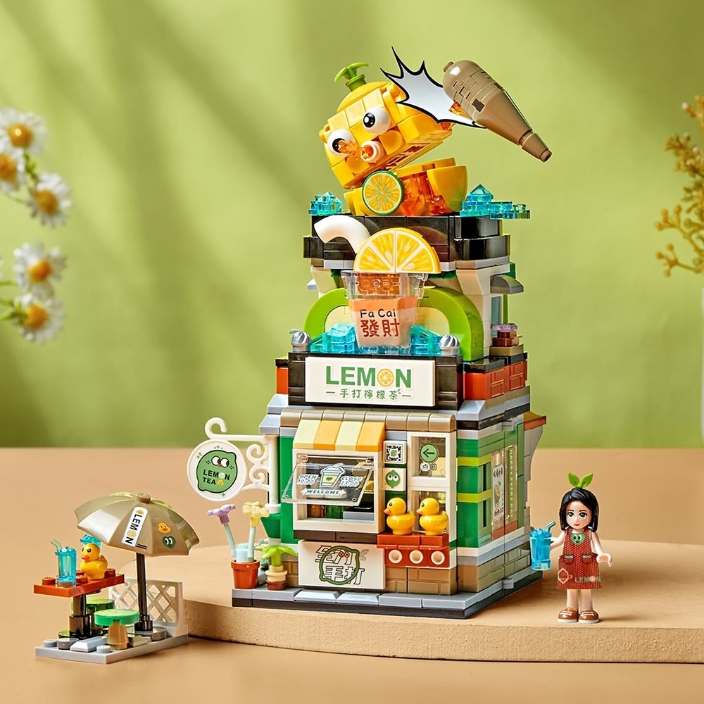 kawaiies-softtoys-plushies-kawaii-plush-Lemon Tea & Noodle Shop Micro Building Sets | NEW Build it Lemon Tea (No Box) 