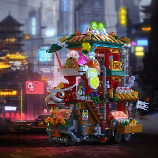kawaiies-softtoys-plushies-kawaii-plush-Lion Dance Street Truck Food Stall Nano Building Set | NEW Build it 