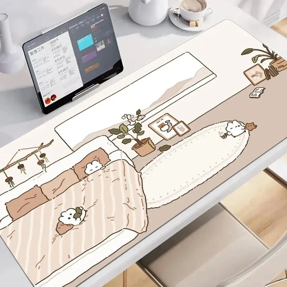 kawaiies-softtoys-plushies-kawaii-plush-Litte White Bunny Adventure Mouse Pad Collection Mouse Pads Bedroom 60x30cm 