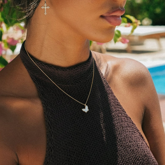 kawaiies-softtoys-plushies-kawaii-plush-Little Butterfly 18K Gold Necklace Jewelry Pearly White 