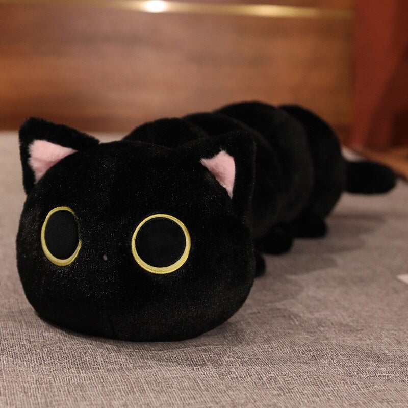 kawaiies-softtoys-plushies-kawaii-plush-. Long Fluffy Cat-erpillar Plushies Soft toy 50cm Black 