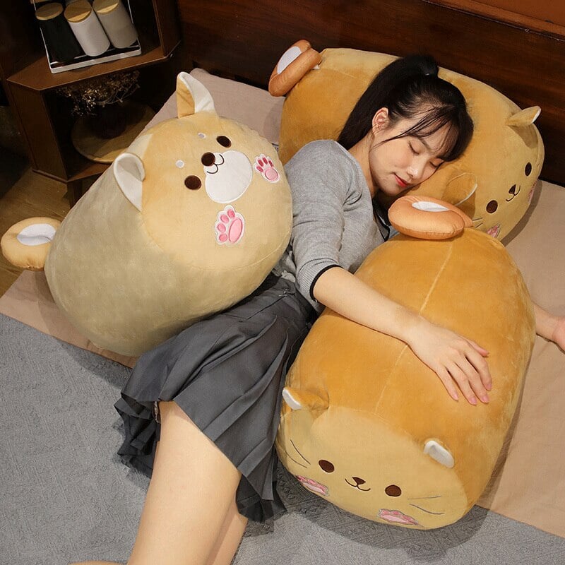 kawaiies-softtoys-plushies-kawaii-plush-Long Kawaii Shiba Inu Cat Pillow Plush Soft toy 