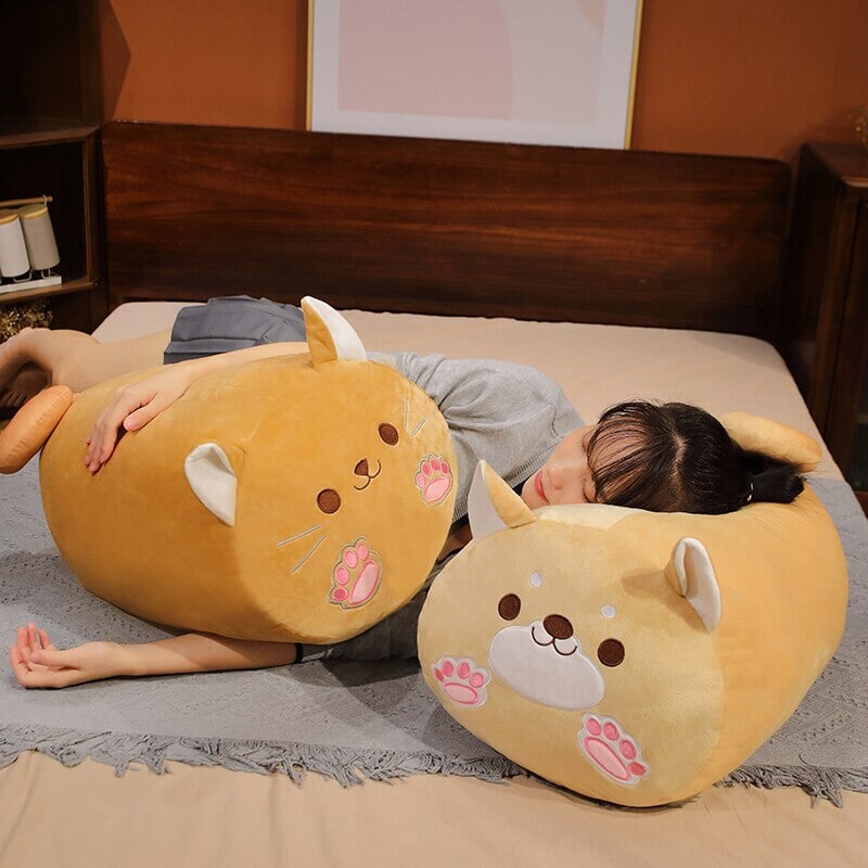 kawaiies-softtoys-plushies-kawaii-plush-Long Kawaii Shiba Inu Cat Pillow Plush Soft toy 