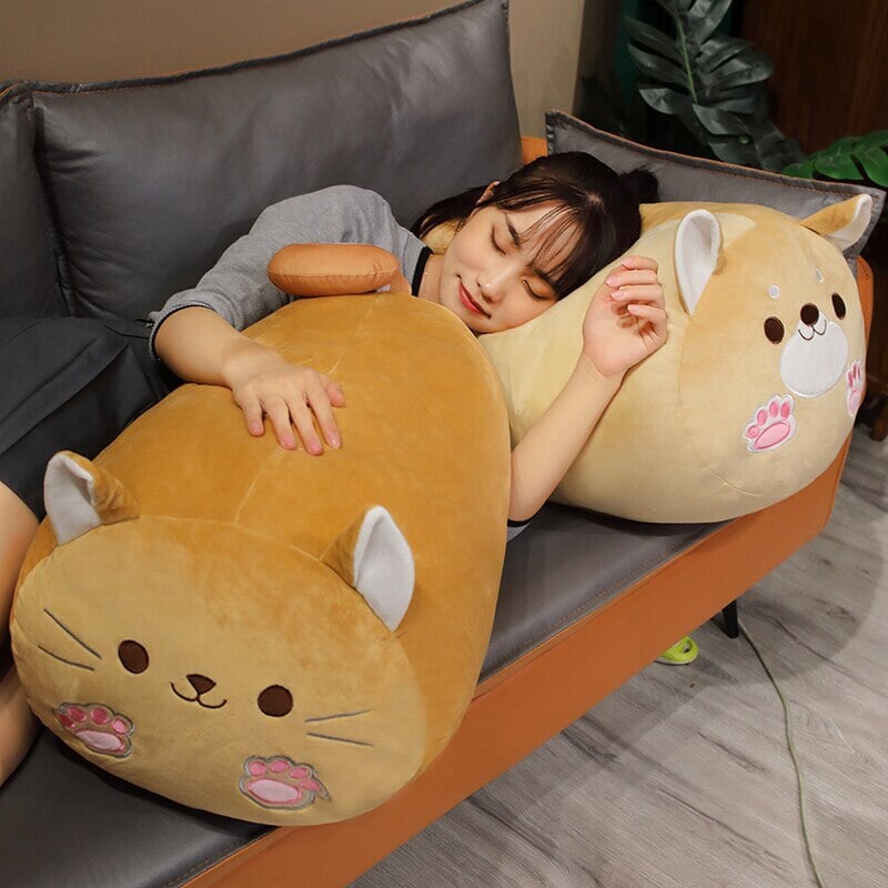 kawaiies-softtoys-plushies-kawaii-plush-Long Kawaii Shiba Inu Cat Pillow Plush Soft toy 