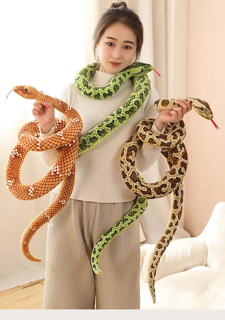 kawaiies-softtoys-plushies-kawaii-plush-Long Realistic Brown Green Orange Snake Plushies Soft toy 