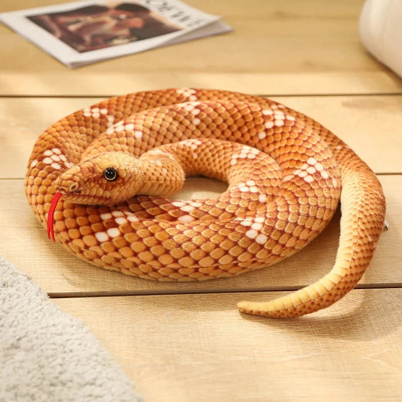 kawaiies-softtoys-plushies-kawaii-plush-Long Realistic Brown Green Orange Snake Plushies Soft toy Yellow 2m / 78in 