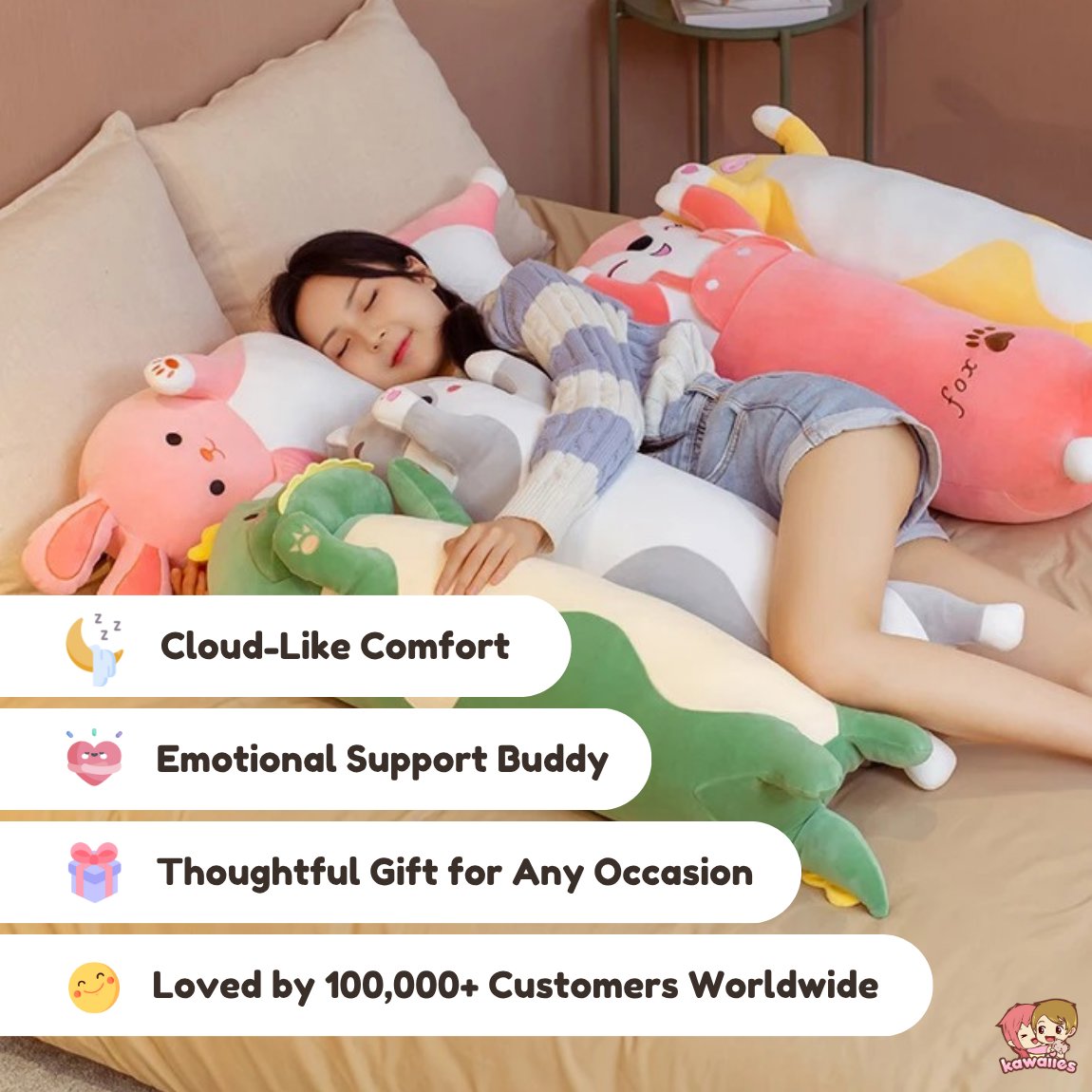 kawaiies-softtoys-plushies-kawaii-plush-Long Snuggle Buddies Plushie Collection Soft toy 