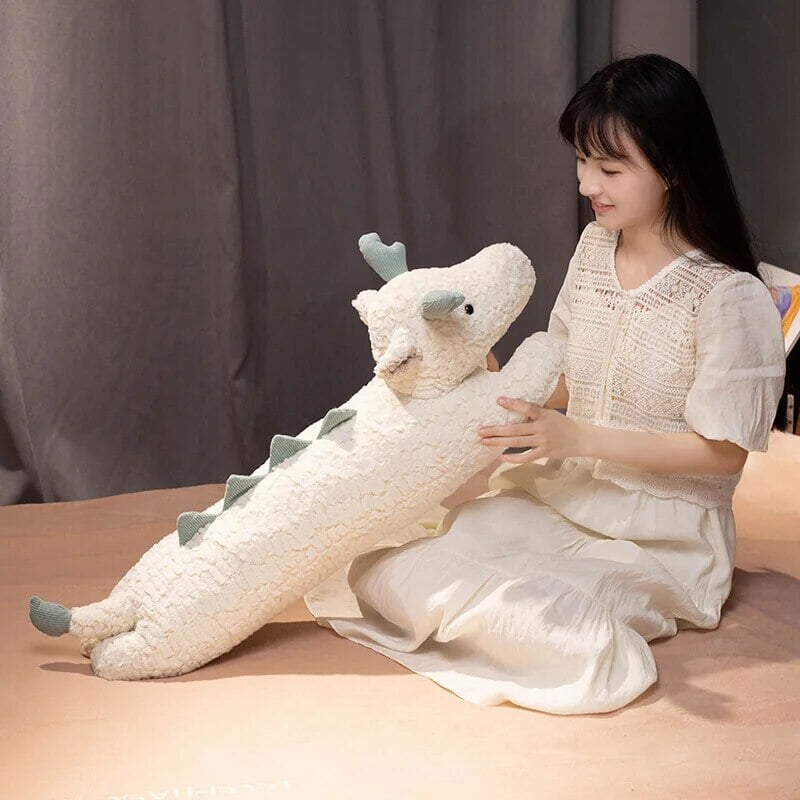 kawaiies-softtoys-plushies-kawaii-plush-Long Snuggly Green White Dragon Plushies Soft toy 