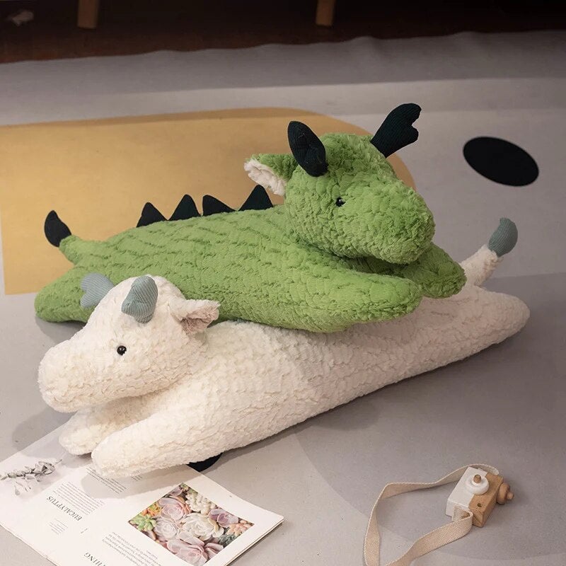 kawaiies-softtoys-plushies-kawaii-plush-Long Snuggly Green White Dragon Plushies Soft toy 
