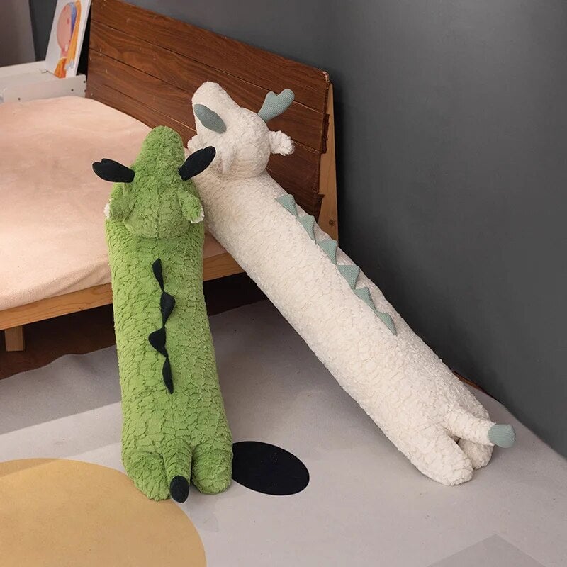 kawaiies-softtoys-plushies-kawaii-plush-Long Snuggly Green White Dragon Plushies Soft toy 