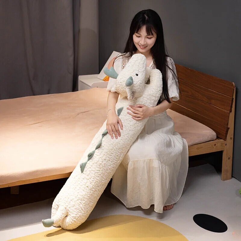 kawaiies-softtoys-plushies-kawaii-plush-Long Snuggly Green White Dragon Plushies Soft toy 