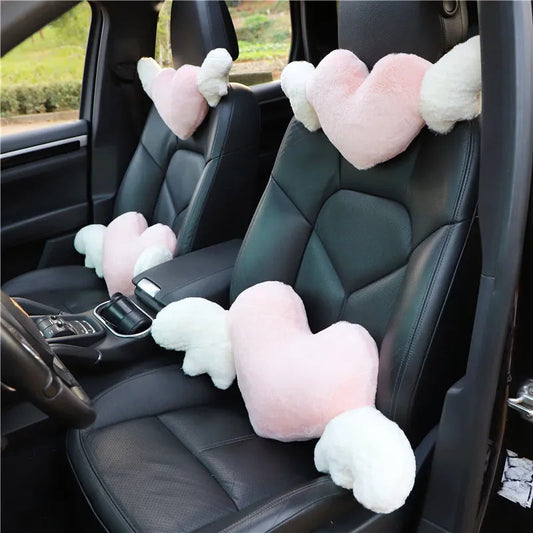 kawaiies-softtoys-plushies-kawaii-plush-Love Heart Wings Car Head Rest Plush Pillow Car 