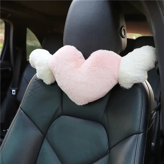 kawaiies-softtoys-plushies-kawaii-plush-Love Heart Wings Car Head Rest Plush Pillow Car 