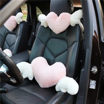 kawaiies-softtoys-plushies-kawaii-plush-Love Heart Wings Car Head Rest Plush Pillow Car 
