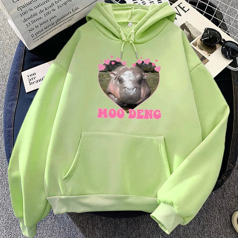 kawaiies-softtoys-plushies-kawaii-plush-Love Hearts Moo Deng Hippo Unisex Hoodie Apparel Light Green XS 