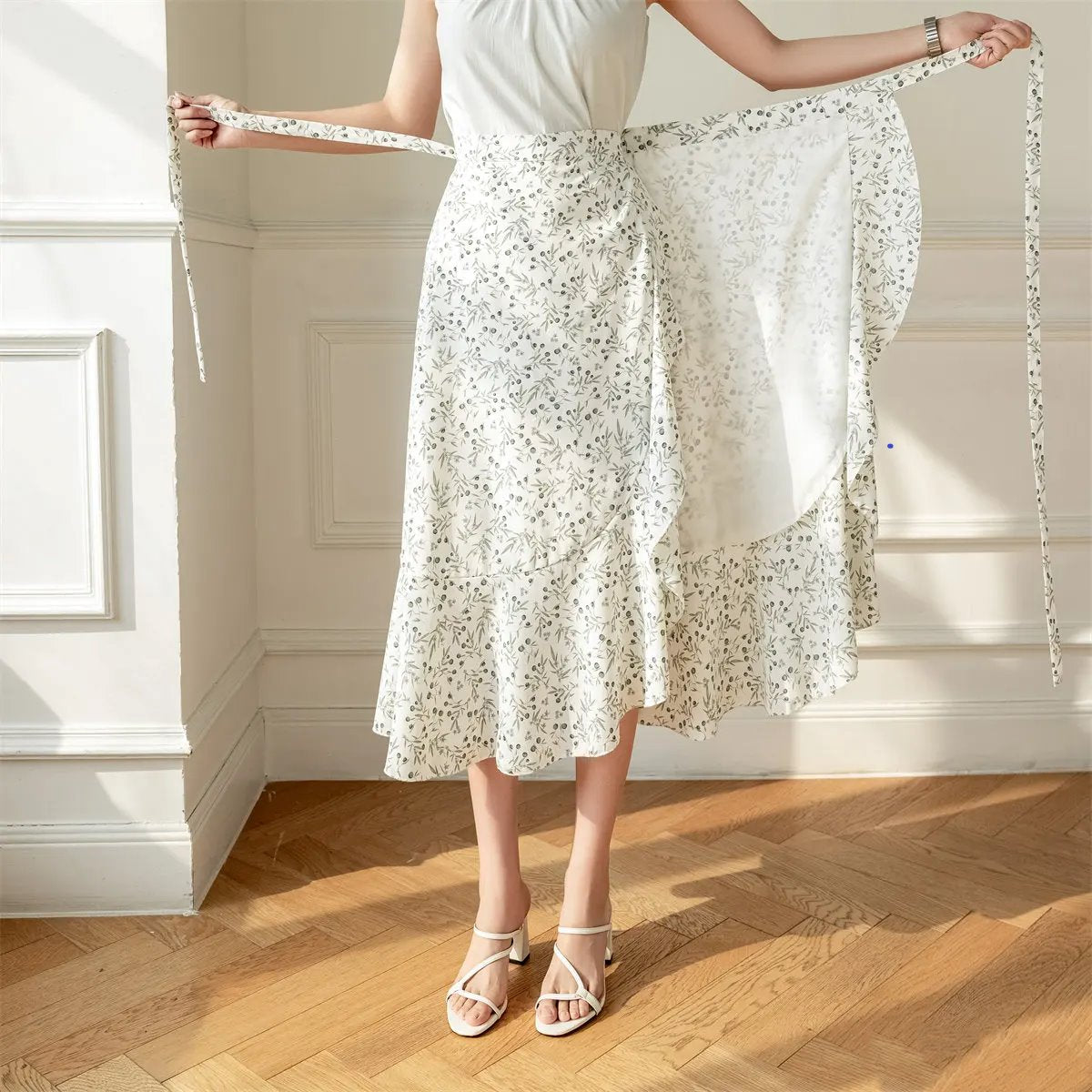kawaiies-softtoys-plushies-kawaii-plush-Lovely Floral Midi Wrap Skirt Apparel 
