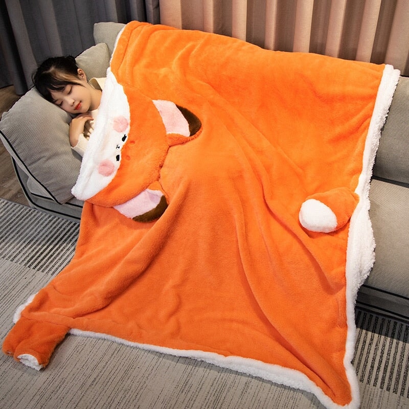 kawaiies-softtoys-plushies-kawaii-plush-Lovely Orange Fox Plush Cape Hoodie Blanket | NEW Apparel 