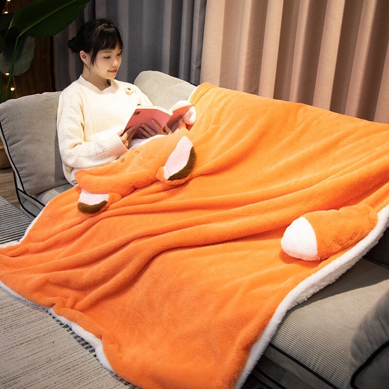 kawaiies-softtoys-plushies-kawaii-plush-Lovely Orange Fox Plush Cape Hoodie Blanket | NEW Apparel 