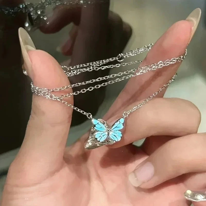 kawaiies-softtoys-plushies-kawaii-plush-Luminous Blue Butterfly Necklace Jewelry 