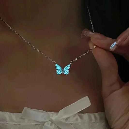 kawaiies-softtoys-plushies-kawaii-plush-Luminous Blue Butterfly Necklace Jewelry 