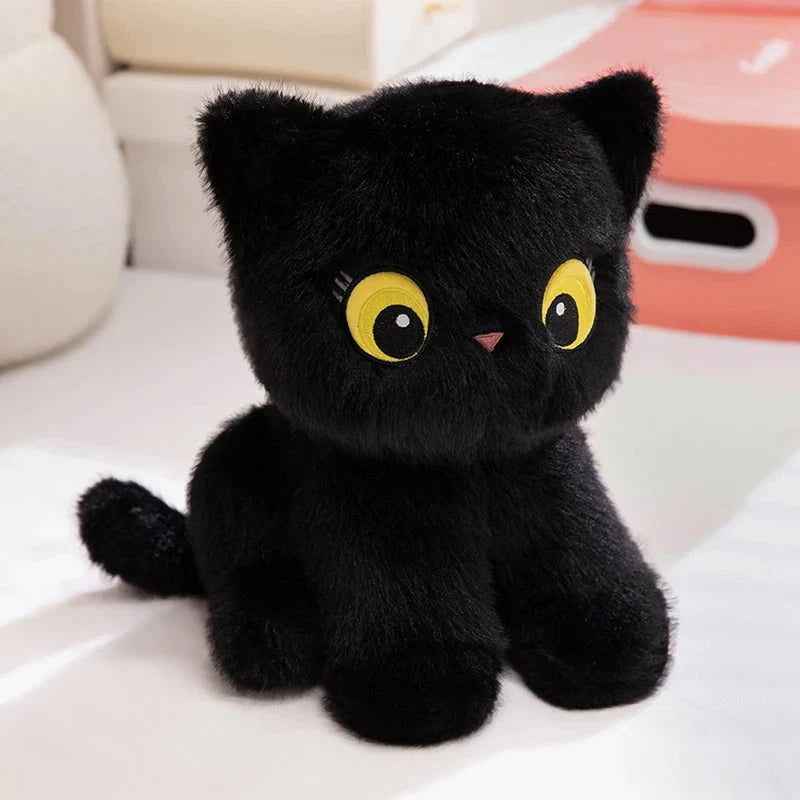 kawaiies-softtoys-plushies-kawaii-plush-Luna & Misty the Fluffy Sitting Cat Plushies Soft toy Luna (Black) 30cm 