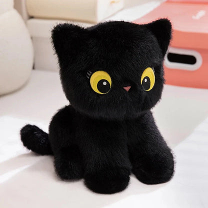 kawaiies-softtoys-plushies-kawaii-plush-Luna & Misty the Fluffy Sitting Cat Plushies Soft toy Luna (Black) 30cm 