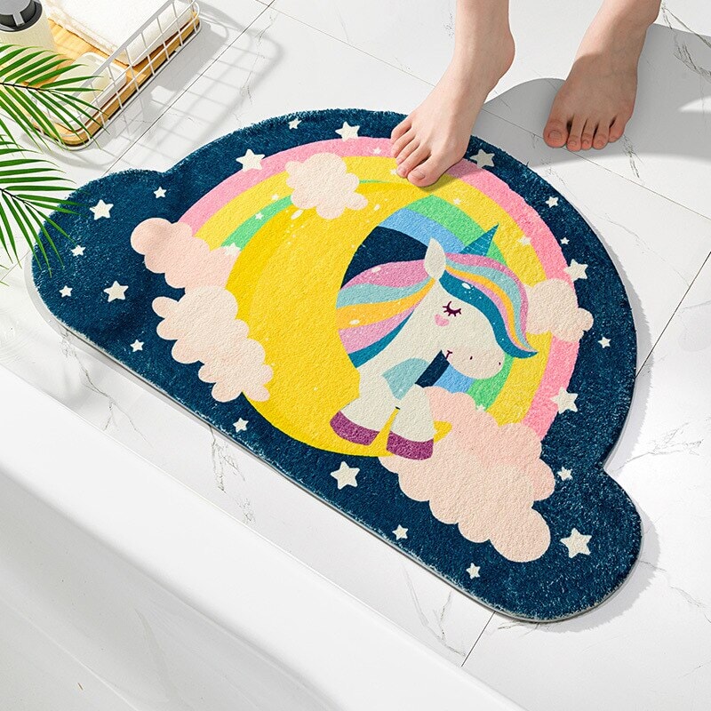 kawaiies-softtoys-plushies-kawaii-plush-Magical Unicorn Soft Bathroom Mat Collection Home Decor Navy 40 x 60cm 