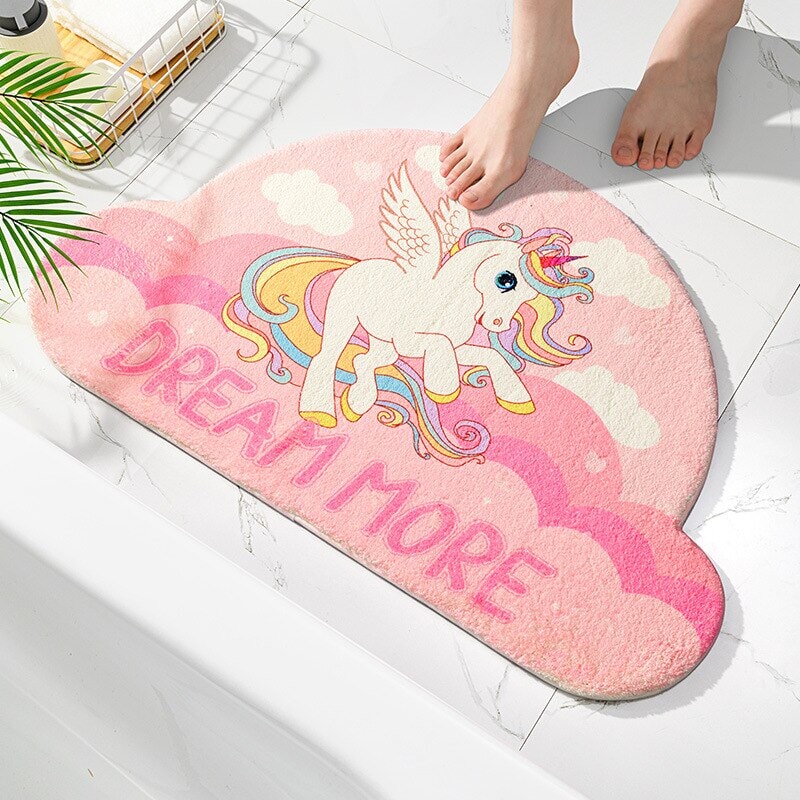 kawaiies-softtoys-plushies-kawaii-plush-Magical Unicorn Soft Bathroom Mat Collection Home Decor Pink (Dream More) 40 x 60cm 