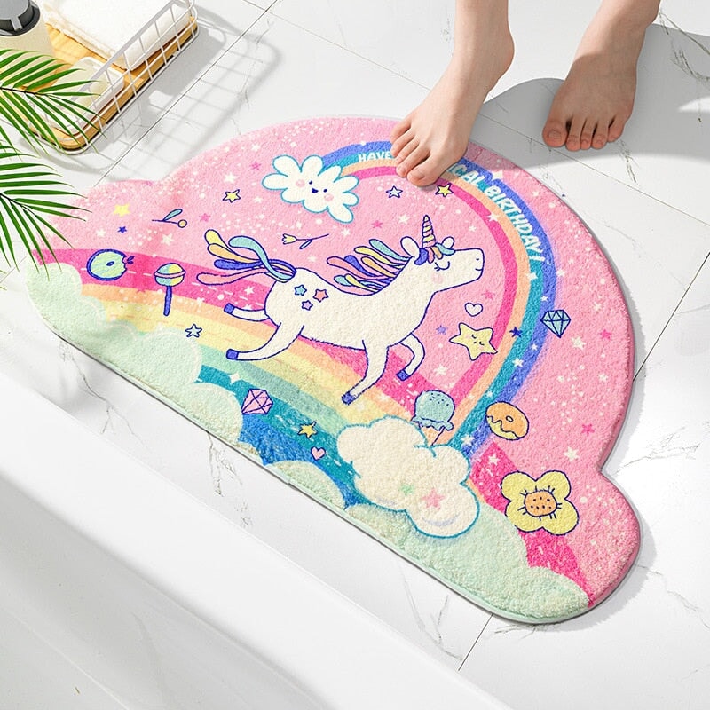 kawaiies-softtoys-plushies-kawaii-plush-Magical Unicorn Soft Bathroom Mat Collection Home Decor Rainbow 40 x 60cm 