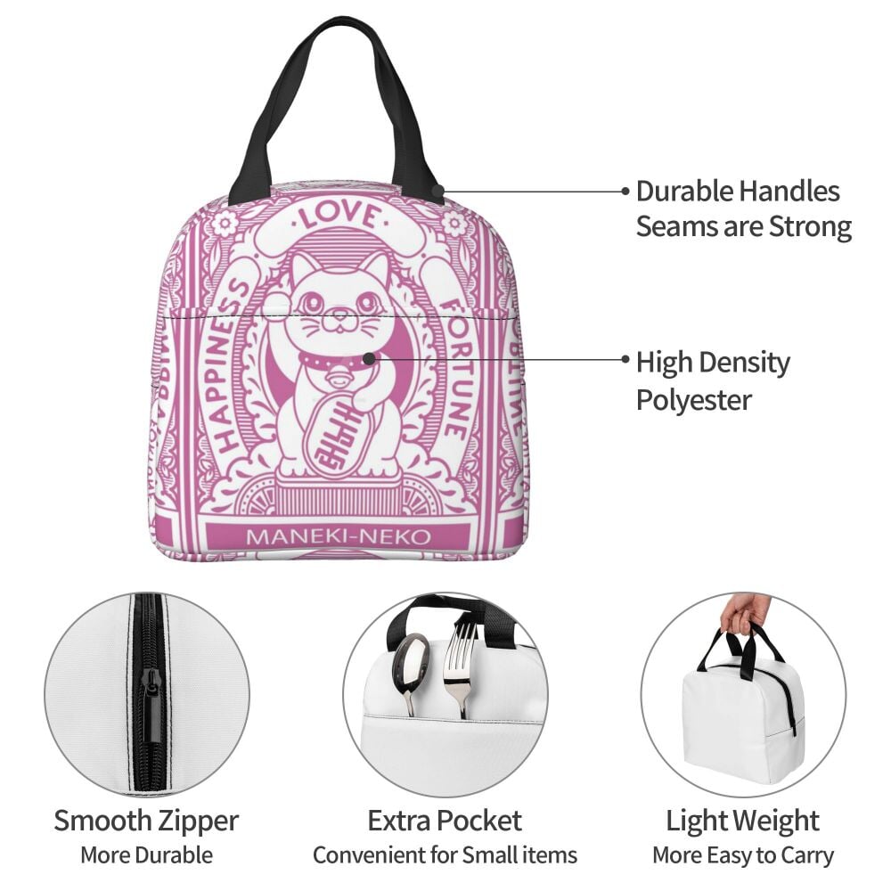 kawaiies-softtoys-plushies-kawaii-plush-Maneki Neko Lucky Cat Insulated Lunch Bag Bag 