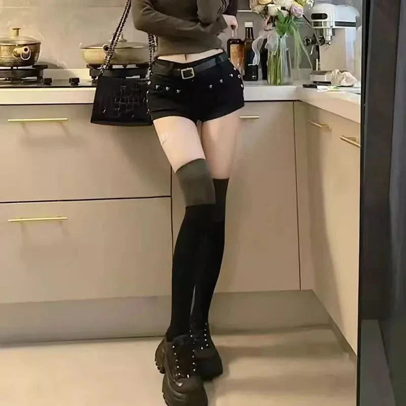 kawaiies-softtoys-plushies-kawaii-plush-Midnight Skulls Y2K Denim Women's Shorts Apparel 