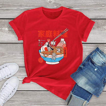 kawaiies-softtoys-plushies-kawaii-plush-Mini Cats Ramen Women's Cotton Tee Apparel 